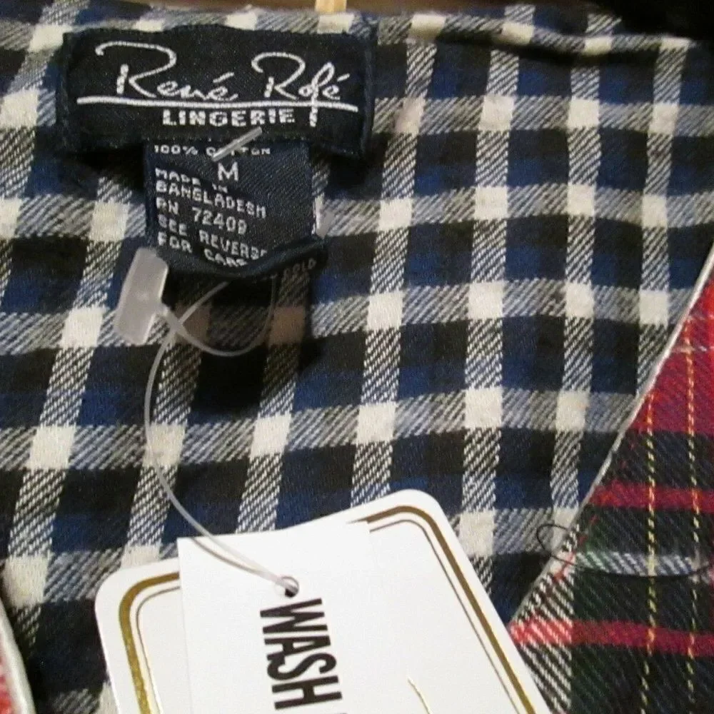 NWT Rene Rofe Plaid Lingerie Sleepwear Suit Sz M